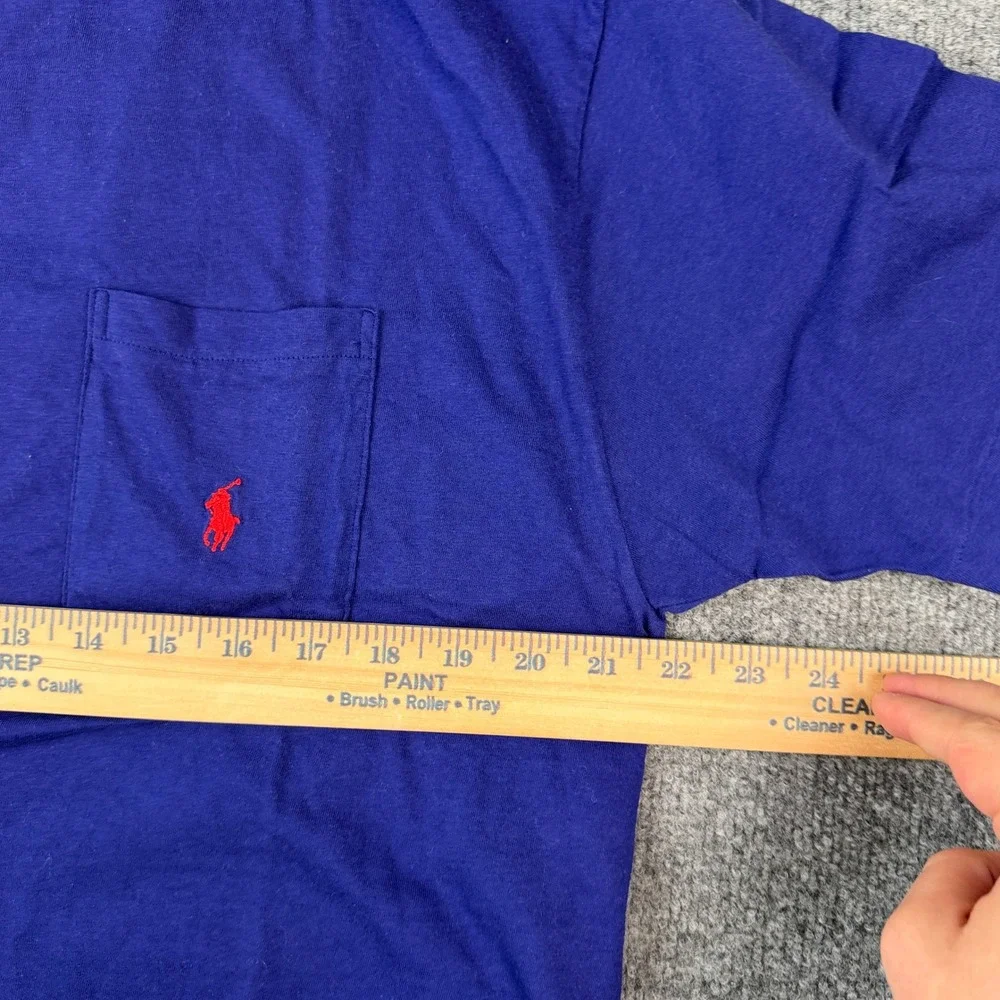 Vintage Polo Ralph Lauren Pocket T Shirt Mens M Blue Single Stitch Made in USA